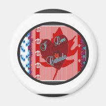 I Love Canada Collection Magnets Round
