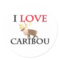 I Love Caribou Round Stickers
