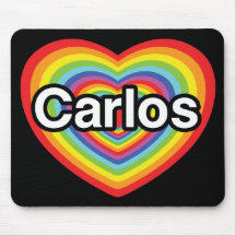 I love Carlos: rainbow heart Mousemats