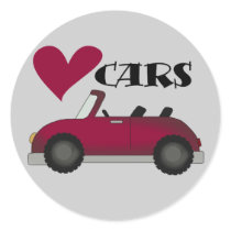 I Love Cars Tshirts and Gifts Round Sticker