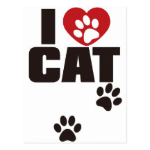 I LOVE CAT POSTCARD