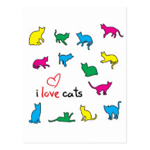 I Love Cats Postcards