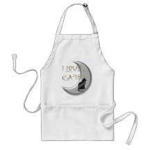 I Love Cats Silver Moon Aprons