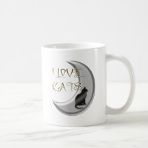 I Love Cats Silver Moon Mug