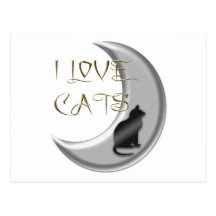 I Love Cats Silver Moon Post Cards