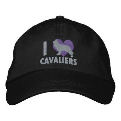 I Love Cavaliers Embroidered Hat (Monochrome)