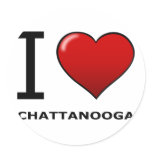 I LOVE CHATTANOOGA,TN - TENNESSEE ROUND STICKERS