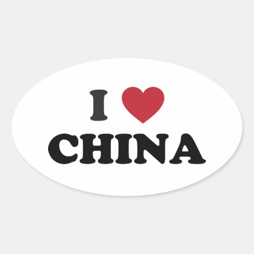 I Love China Oval Sticker