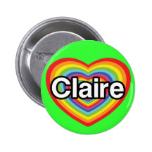 I love Claire: rainbow heart Button