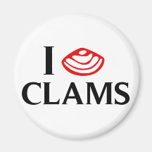I Love Clams Fridge Magnet