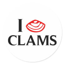 I Love Clams Stickers