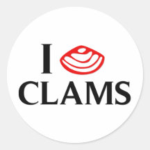 I Love Clams Stickers