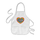 I love Clyde. I love you Clyde. Heart aprons