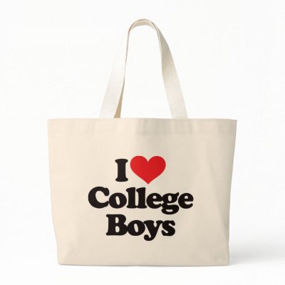 I Love College Boys Tote Bag by visualnewbie