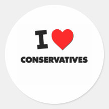 I love Conservatives Round Sticker