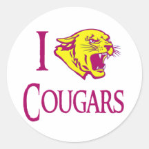 I Love Cougars Stickers