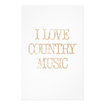 I Love Country Music Customized Stationery