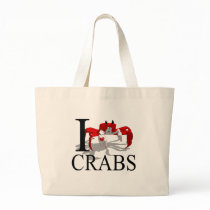 I Love Crabs Tote Bags