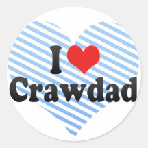 I Love Crawdad Round Stickers