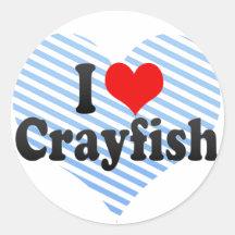 I Love Crayfish Round Stickers