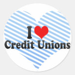 I Love Credit Unions Round Stickers