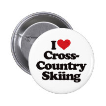 I Love Cross Country Skiing Button