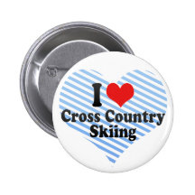 I Love Cross Country Skiing Pinback Button