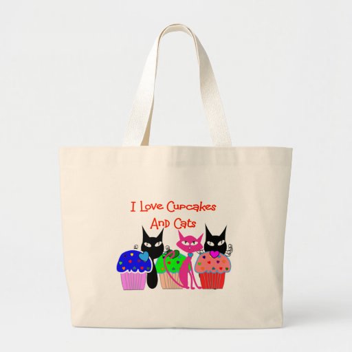 "I love cupcakes and cats"--Cupcake Lovers Gifts Canvas Bags