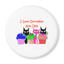 "I love cupcakes and cats"--Cupcake Lovers Gifts Magnet