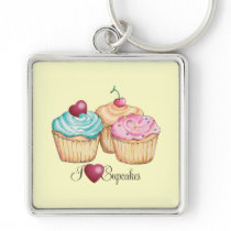I Love Cupcakes Keychain