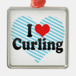 I Love Curling Christmas Ornaments
