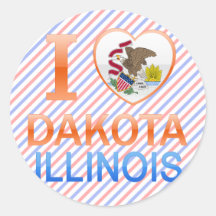 I Love Dakota, IL Round Sticker