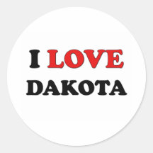 I Love Dakota Round Sticker