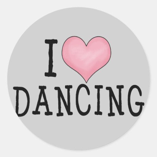 I Love Dancing Round Sticker