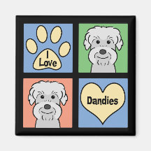 I Love Dandie Dinmont Terriers Fridge Magnets