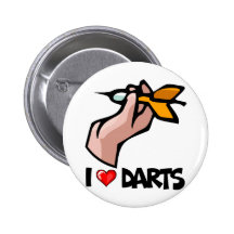 I Love Darts Pinback Buttons