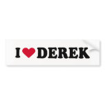 I LOVE DEREK bumper stickers