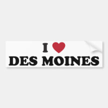 I Love Des Moines Iowa Bumper Stickers