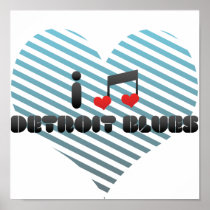I Love Detroit Blues Poster
