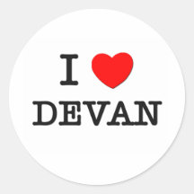 I Love Devan Round Stickers