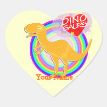 I love Dinosaurs Orange T-Rex Dino Heart Sticker