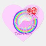 I love Dinosaurs Pink Dinosaur Heart Name Stickers