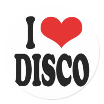 I Love Disco Round Stickers