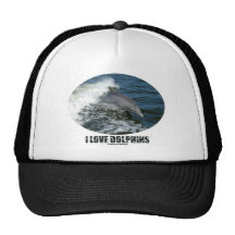I Love Dolphins (Bottlenose Dolphin Breaching) Mesh Hats