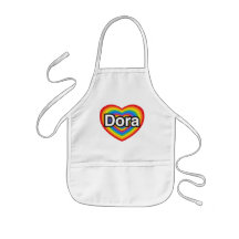 I love Dora. I love you Dora. Heart Aprons