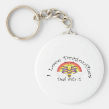 I love dragonflies deal with it key chains