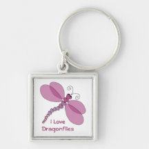 I Love Dragonflies Keychain