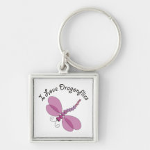 I Love Dragonflies Keychain