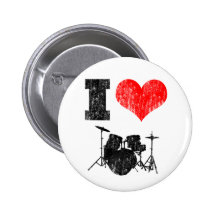 I Love Drums Button
