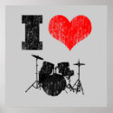 I Love Drums Distressed Poster posters